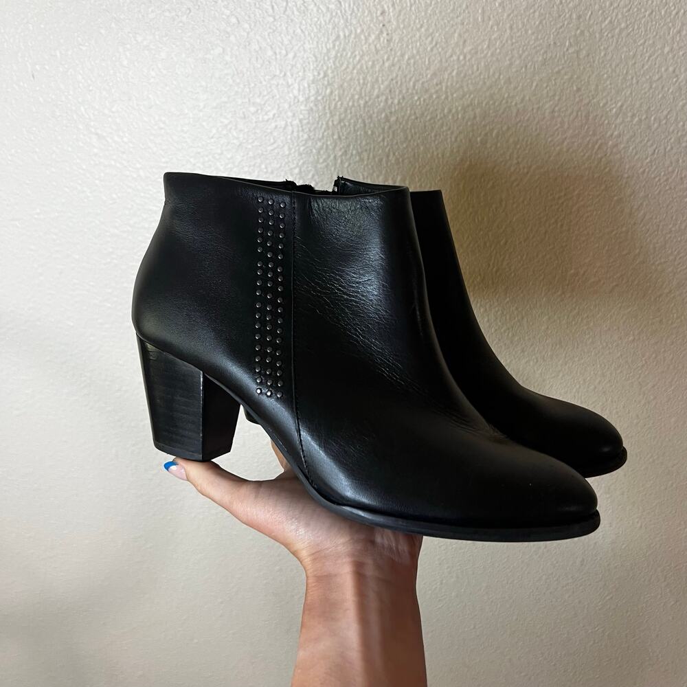 Vionic Georgia Black Leather orthaheel orthopedic heeled boots booties WOMENS 10